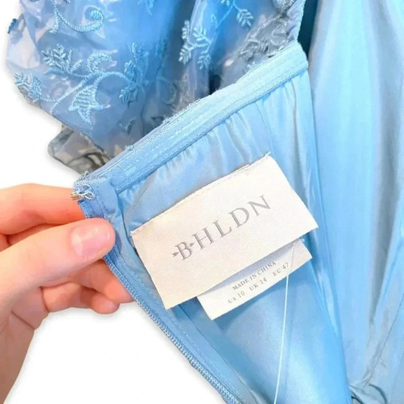 NWT Anthropologie BHLDN Beatrice Organza Maxi Dress Floral Blue Size 10 - Picture 10 of 14